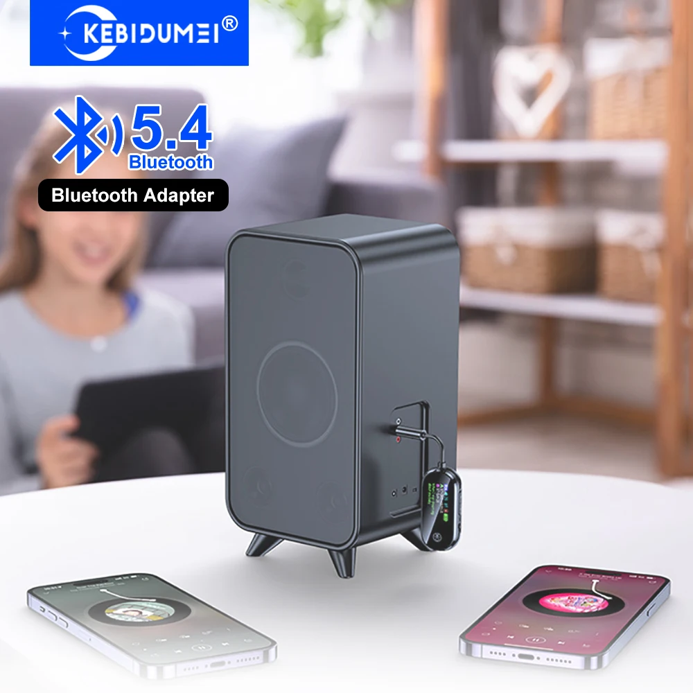 2in1 Bluetooth 5.4 デュアルトランスミッター デュアルレシーバー LCDスクリーン搭載 3.5MM AUXステレオ ワイヤレスオーディオアダプター PC 車 飛行機対応