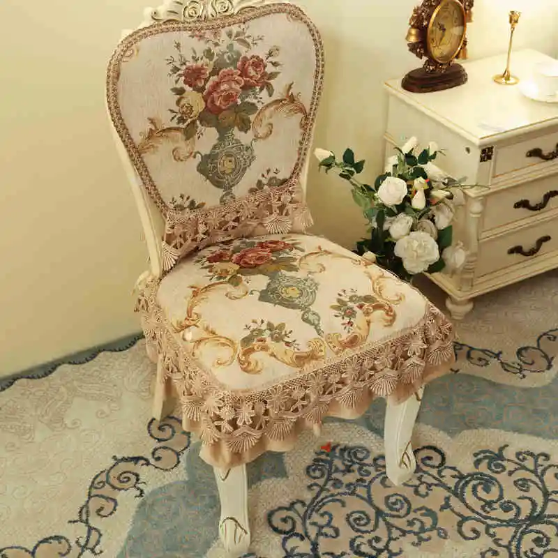 Chenille Chair Covers European Retro Diningchair Cushion Backrest Cover American Universal Chair Cover Set Home Decoration