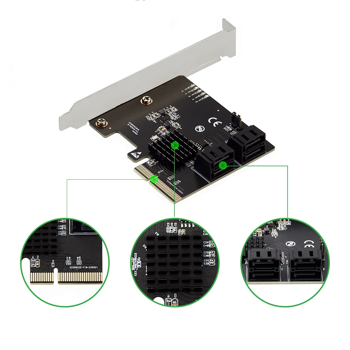 PCIe 4 Ports RAID 0/1/10 6G SATA III Controller Card PCIe x4 Expansion Card SATA 3 Hardware SSD HDD RAID Marvell Chip