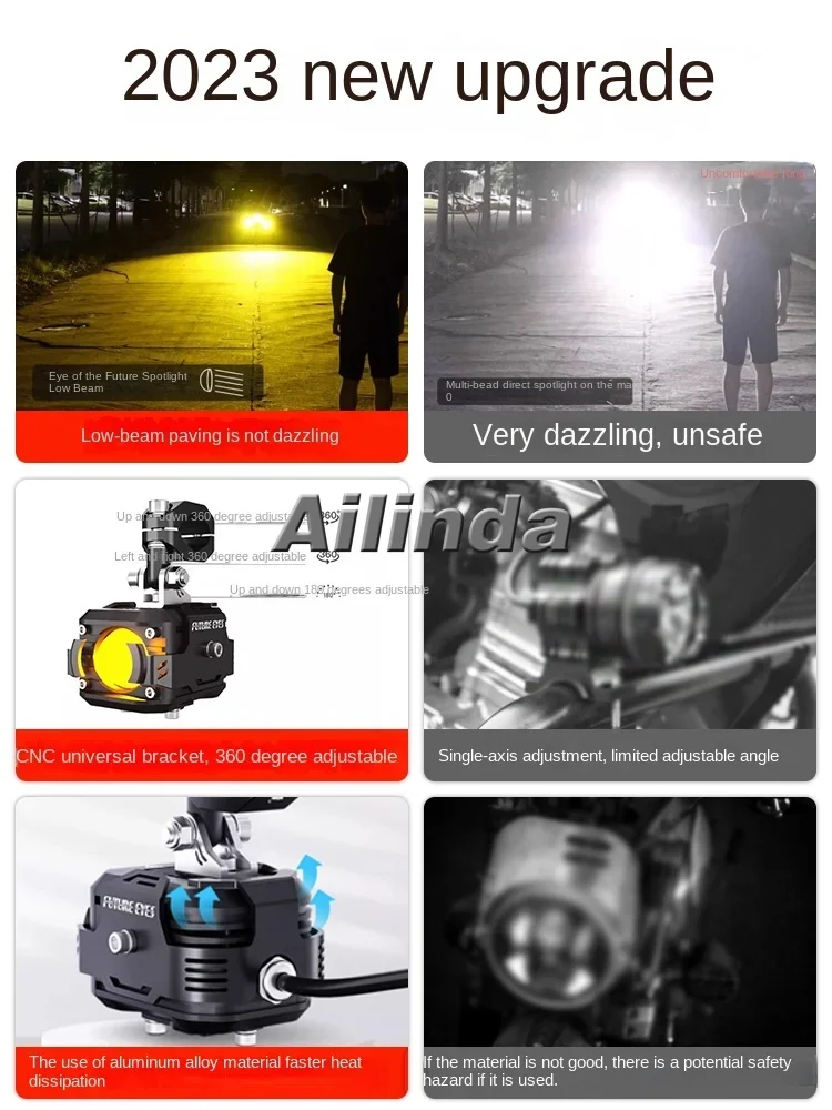 F150 motorcycle laser spotlight electric vehicle headlight super bright light far and near light with tangent