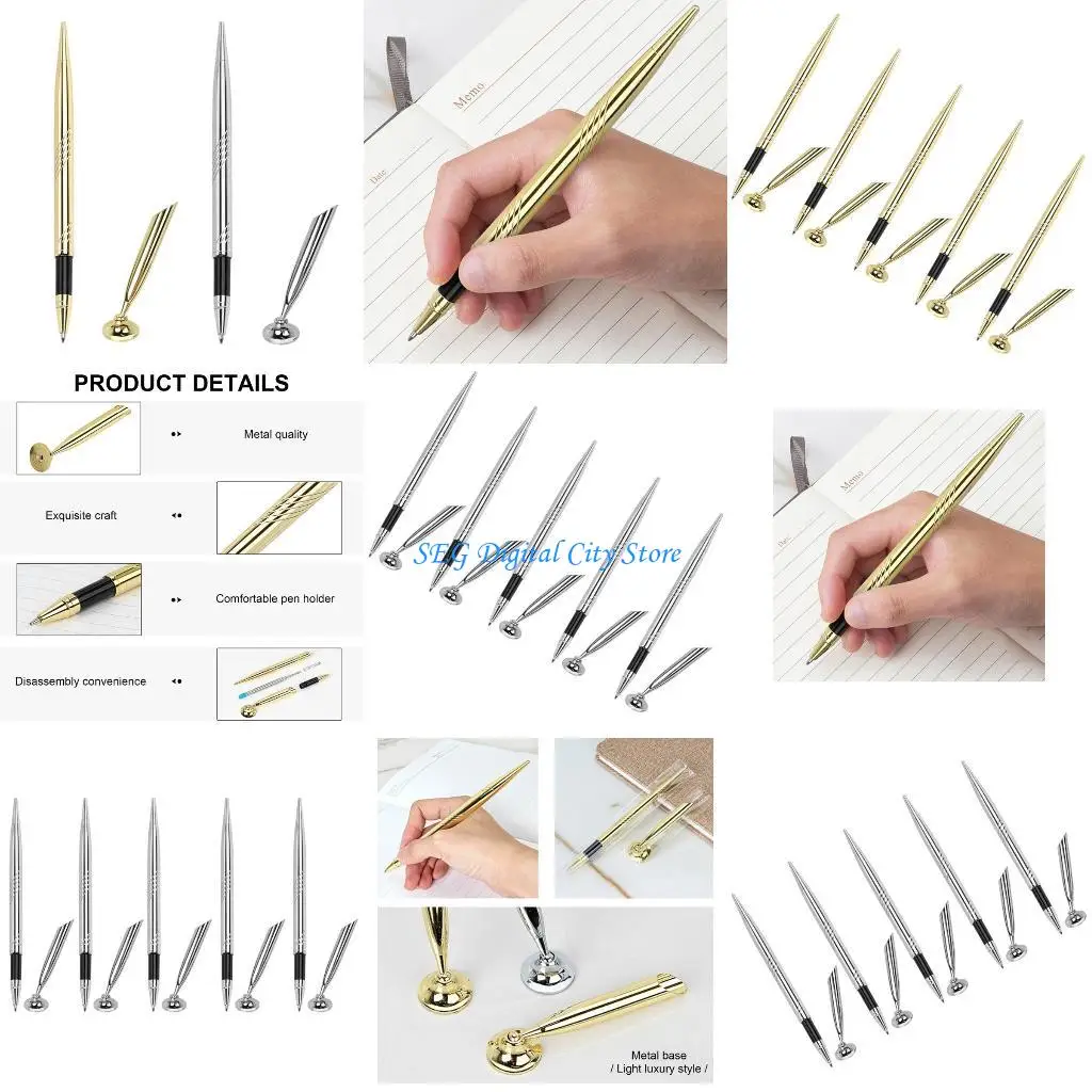 

U75B 5 Pcs Reception Pen Ballpoint Pen Desktop Pen Counter Service Pen with Base Smooth Writing Pen for Bank Desks Hotel