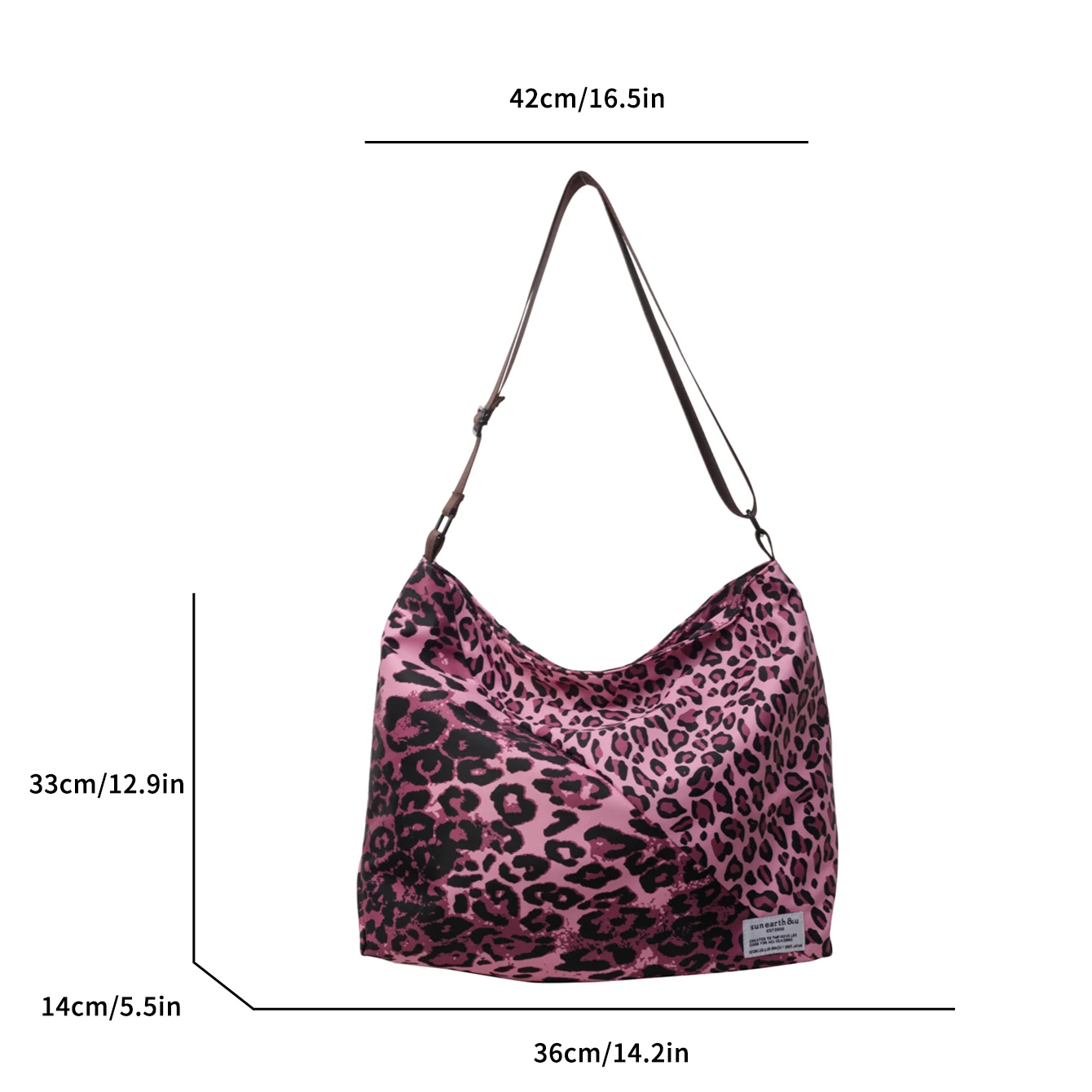 Rose Bucket Nylon  Shoulder Crossbody Bag Female Coffee Leopard Print Cloth Large Capacity Handbag Casual Travel Shopping Totes