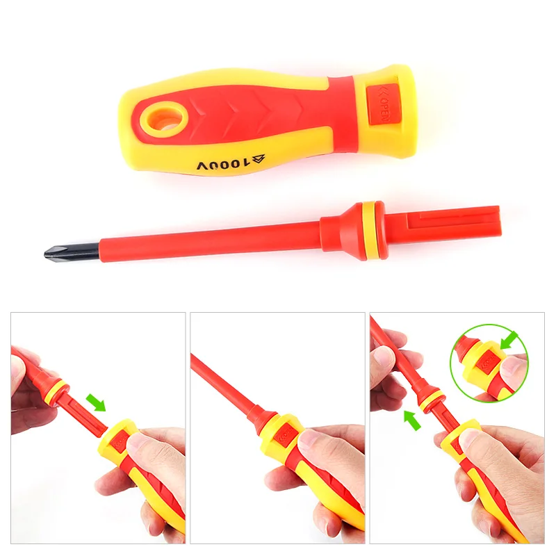 LIDIAO 13PCS Screwdrivers Set Electrician Repair Tool Kit 1000V Changeable Insulated Screwdrivers Set with Magnetic Slotted Bits