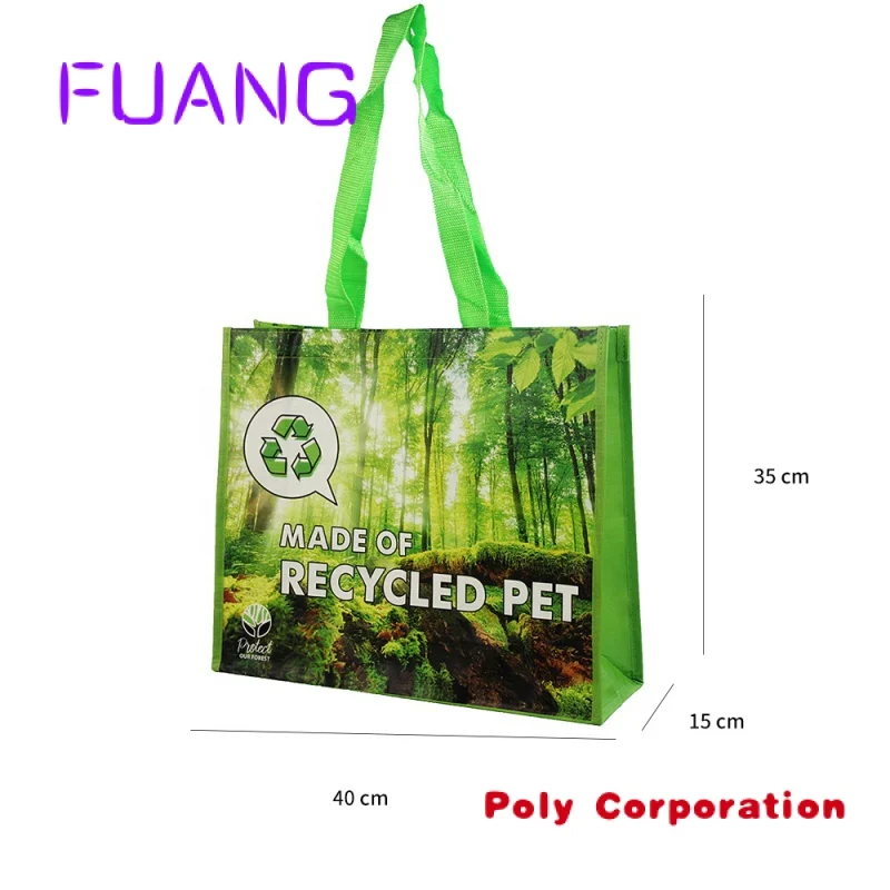 Custom  Custom Printed Waterproof Rpet Pp Non Woven Polypropylene Laminated Shopping Tote Bag With Logo Large