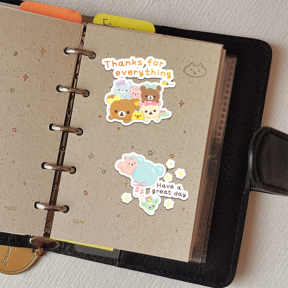 Usasabe Relax Bear Tiny Stickers Superdickes Selbstklebendes Aufkleber-Set für Tagebücher, Hochauflösendes Sticker-Paket – Detail 8