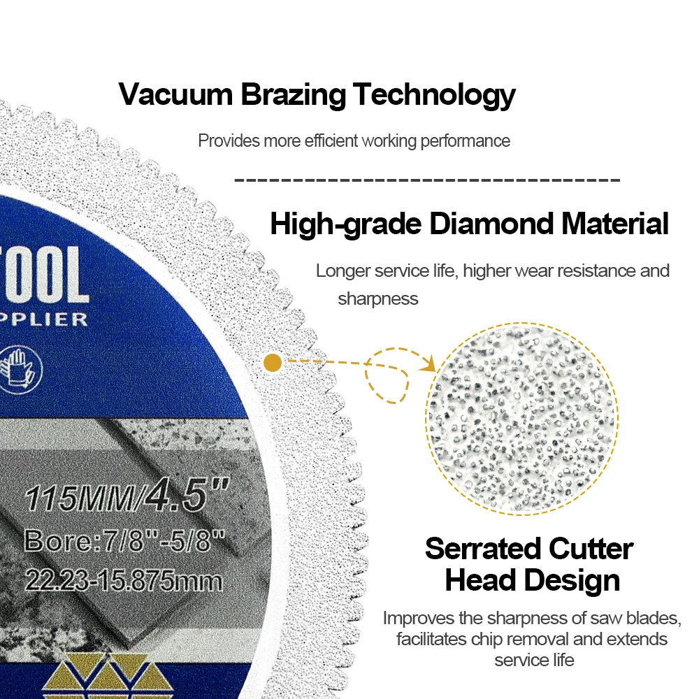 Imagem -05 - Shdiatool-lâmina de Corte de Diamante Rebarbadora Serra de Alvenaria Placa Cortadora Disco de Corte a Seco 115 mm Mármore Granito Quartzo 45