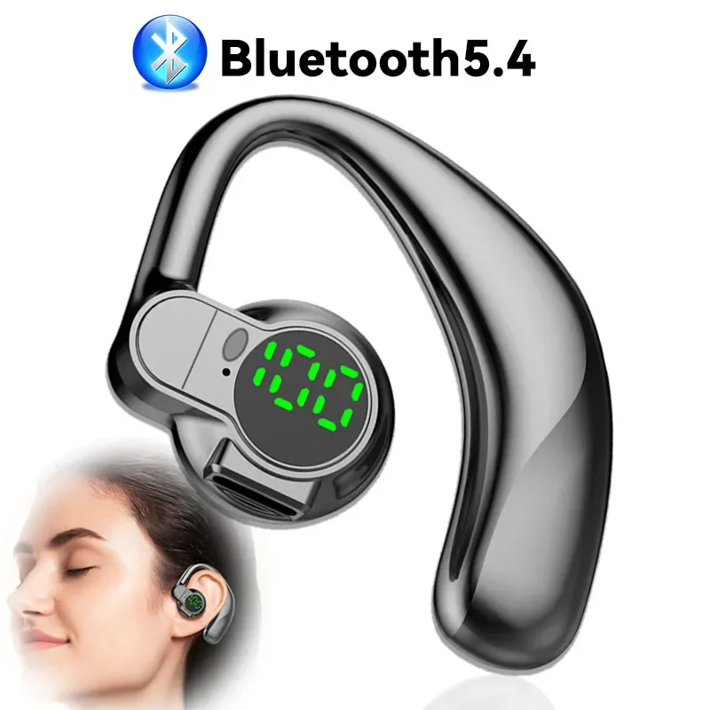 FEACIN Wireless earless single earphone Bluetooth 5.4 hands-free noise reduction 180 ° rotation digital display battery level