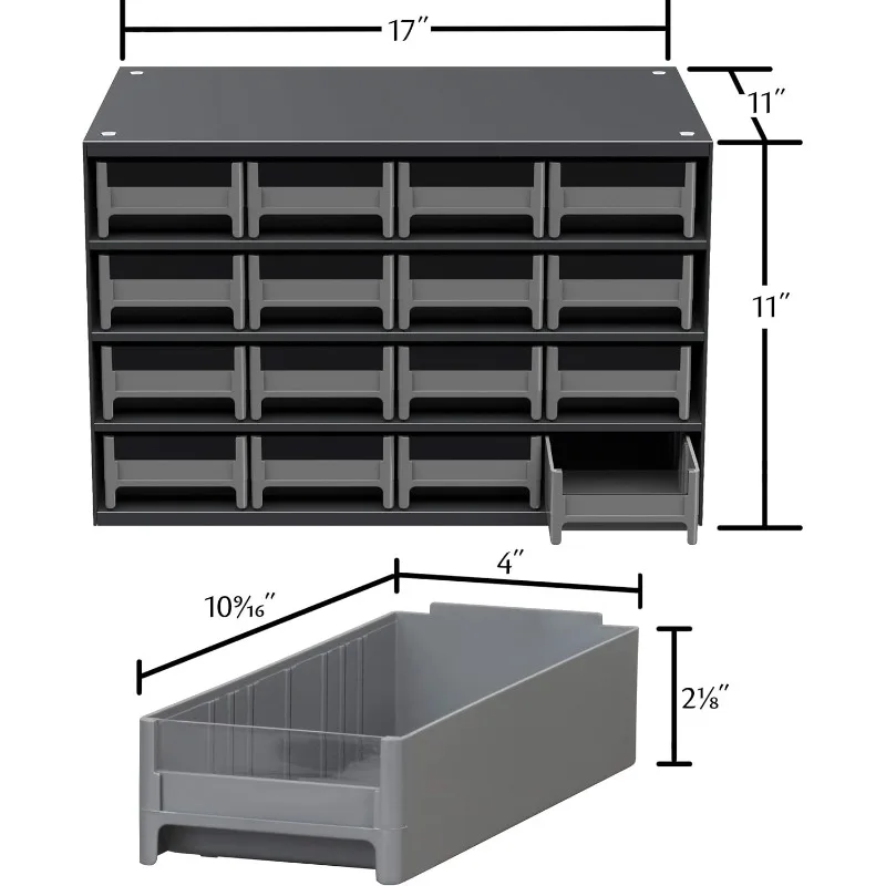 19416 Steel Parts Garage Storage Cabinet Organizer for Small Hardware, Nails, Screws, Bolts, Nuts, and More,