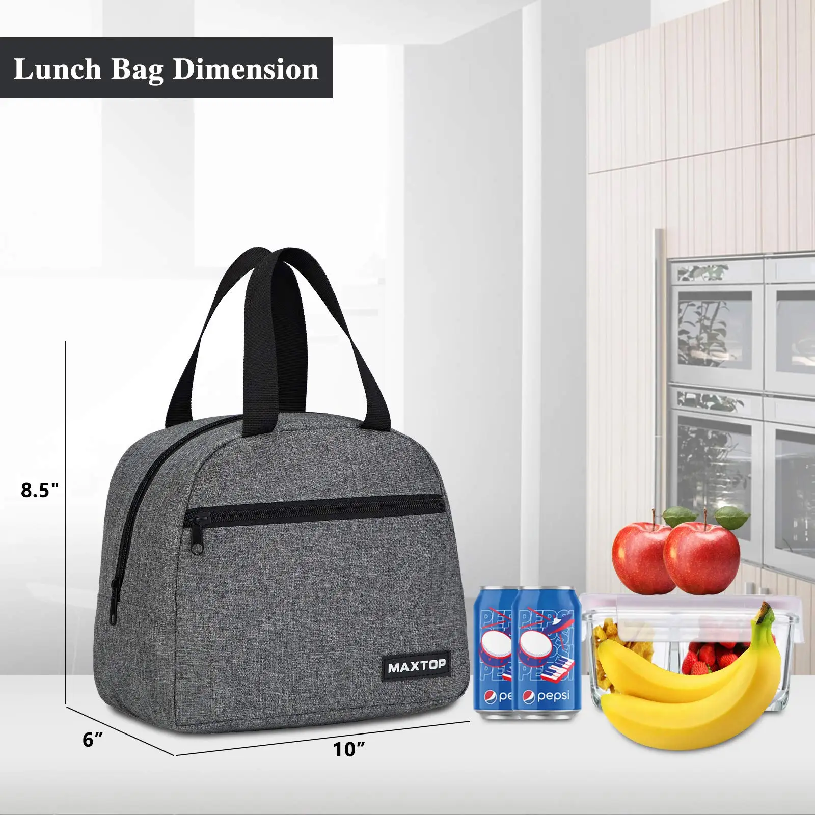 MAXTOP Lunch Bag Women, Insulated Thermal Bag for Men With Front Pocket and Inner Mesh Pocket,  Cooler Box Tote Storage Ice Bag,