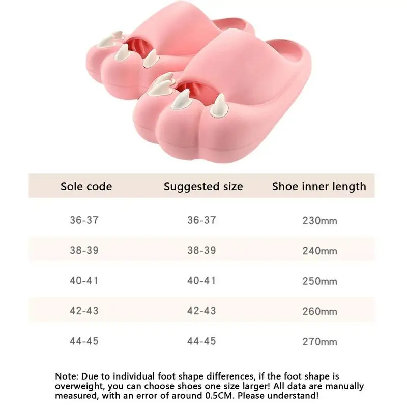 Cat Paw Slippers Open Toe Slide Sandals Animal Slides Non-Slip Soft Slipper With Thick Sole Cloud Slippers For Bathroom Pool