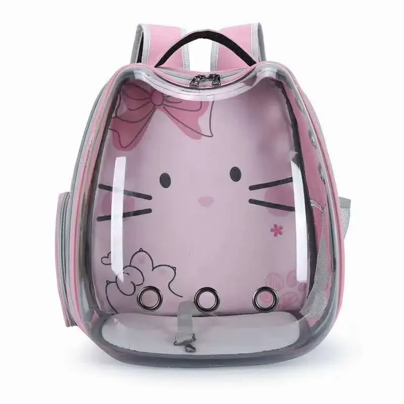 Kawaii Sanrio Pet Backpack Cartoon Hello Kitty Large Capacity Breathable Lightweight Backpack Cat Bag Cute Girly Pet Supplies