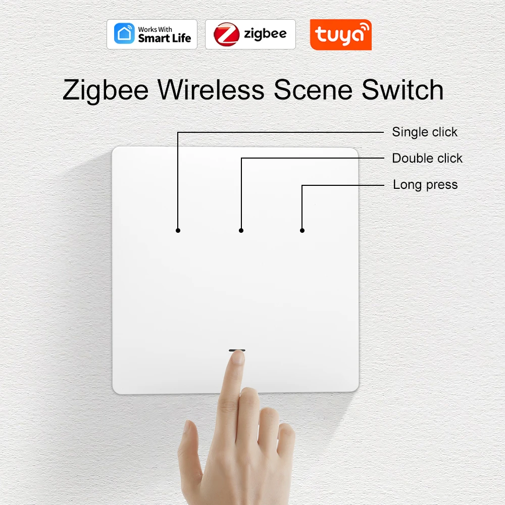 Wireless 12 Smart Scene Switch Push Button Tuya ZigBee Battery Powered Transmitter Smart Life App Automation 1/2/3/4Gang