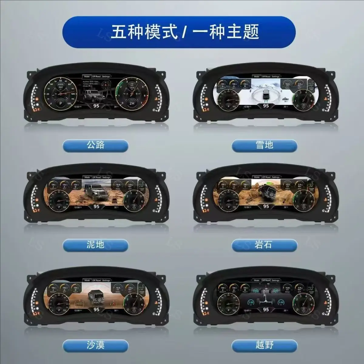 Grupo de instrumentos LCD de 12,3 "para Jeep Wrangler 3 JK 2010 - 2017 Unidad principal de pantalla de tablero Navegación GPS
