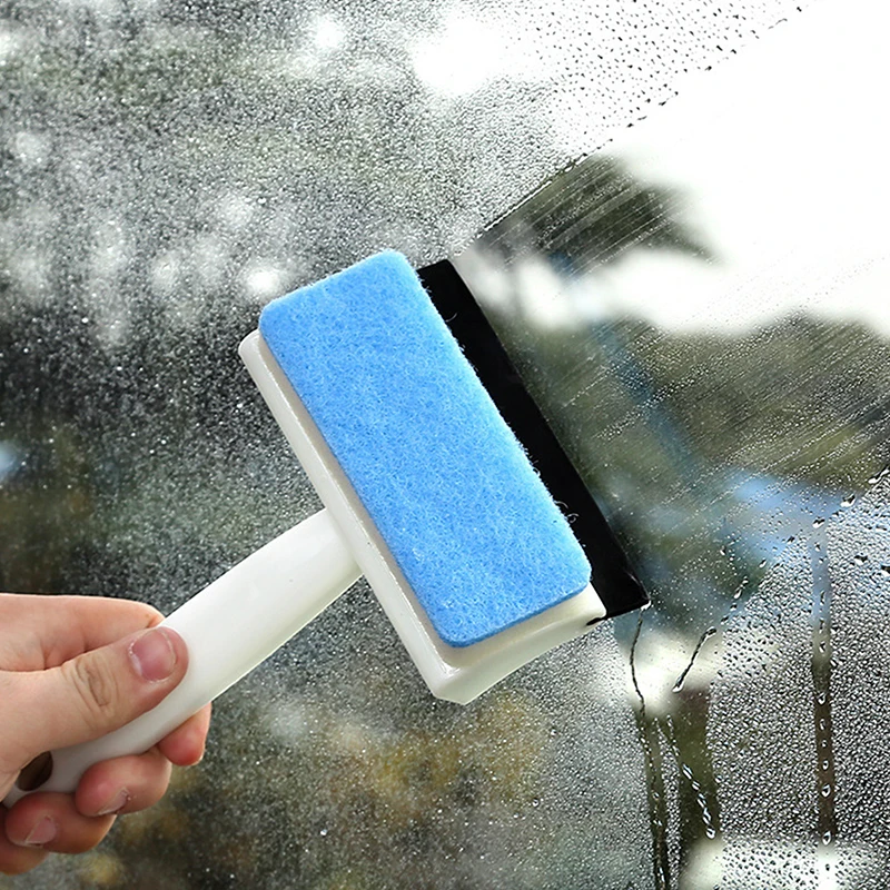 Magic Window Glass Cleaning Brush Double-Sided Sponge Wiper Scraper Bathroom Wall Shower Squeegee Mirror Scrubber Tools