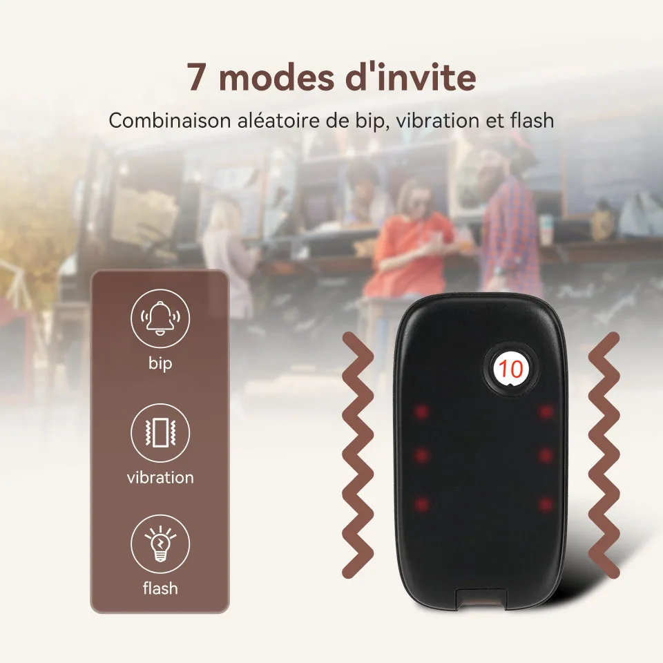 Image 5: Système d'appel sans fil RETEKESS TD175S pour restaurant, 10 canaux, avec vibreur pour café et food truck