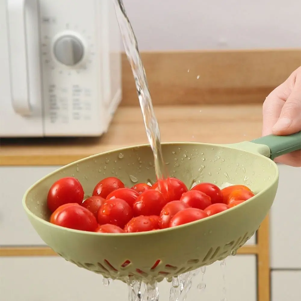 Silicone Pasta Draining Colander Heat-resistant Anti-scald Long Handle Slotted Spoon Cooking Strainer Spoon Food Filter Spoon