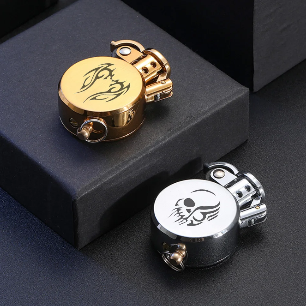 Unique Metal Kerosene Lighters Retro Flame Flint Grinding Wheel Petrol Old Trenches Cigarette Lighter Smoker Gadgets