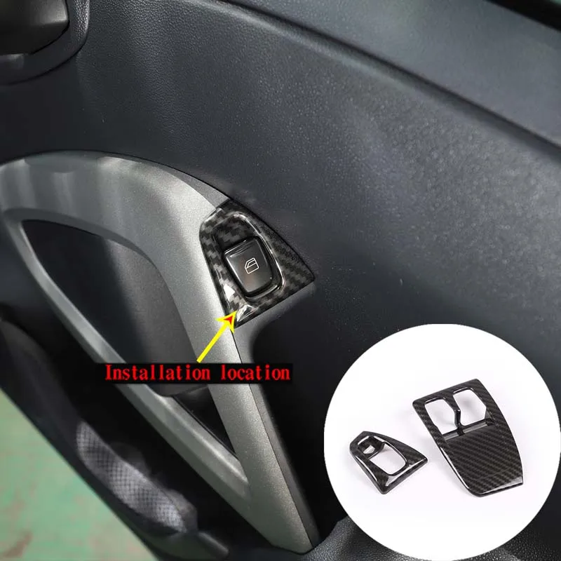 

ABS Carbon Fiber For Mercedes-Benz Smart 451 Fortwo 2010-15 Car Door Glass Lift Button Frame Decorative Sticker Car Accessories