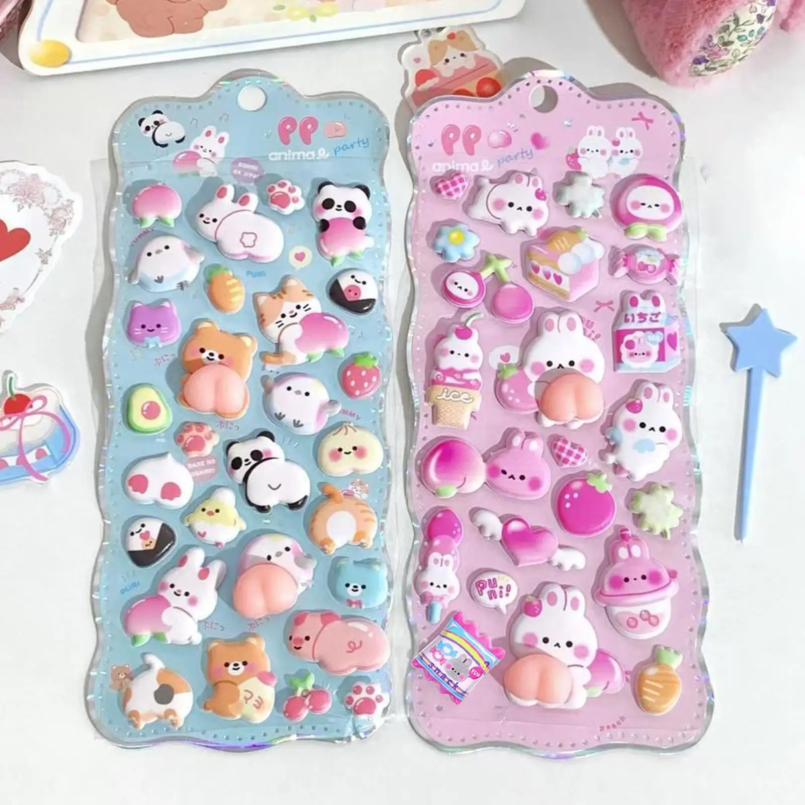 ملصقات ثلاثية الأبعاد للأطفال، شارات حيوانات ذاتية اللصق، ملصقات إغاثة صغيرة لطيفة لمجلة القصاصات وهدايا عيد الميلاد