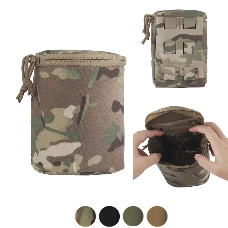 MOLLE Compatible Camouflage Storage Pouch Dual Zipper Access Reinforced Design for Night Vision Gear Outdoor Belt Harness System