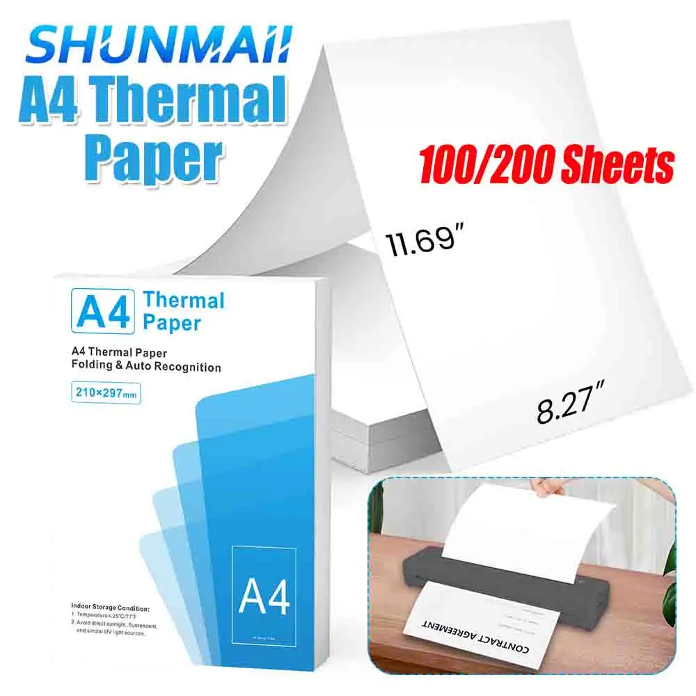 100/200 Sheets A4 Thermal Paper Folding Continuous Printing Paper Auto Recognition Multipurpose Printing Paper