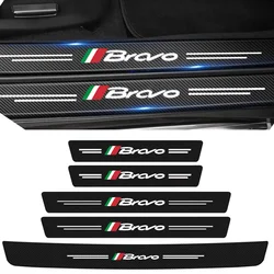 Car Front Rear Door Sill Scuff Plate for Fiat Bravo Badge Carbon Fiber Welcome Pedal Trunk Bumper Threshold Protector Stickers