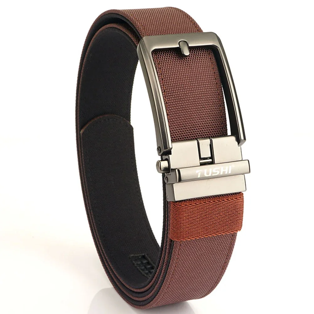 TUSHI Brand New 3.5 Wide Alloy Automatic Buckle Thickened Double-Layer Nylon Soft Mens Belt Versatile Casual Outdoor Pants Belt