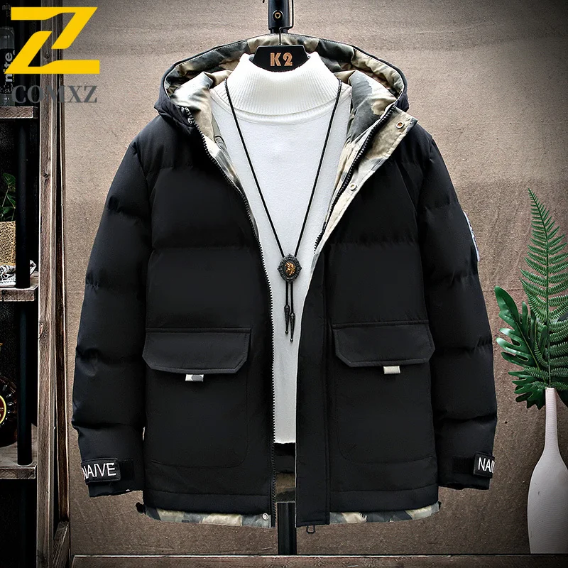 معطف رجالي من القطن 2025 اتجاه جديد متعدد الاستخدامات من القطن السميك الدافئ مع قلنسوة سترة خارجية غير رسمية النسخة الكورية معطف ريش قطني فضفاض #1