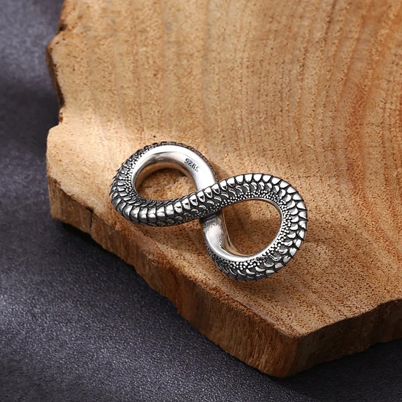 925 Silver Infinity Symbol Pendant on Chain Vintage Style Antique Finish Unisex Necklace