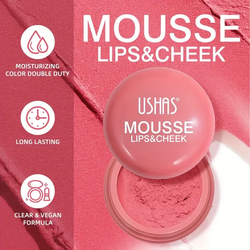 6 Colors Available, Natural Velvet Texture Blush Mud, Dual Use for Lips and Face, Natural and Delicate Texture, Long-Lasting Moisturizing Velvet Mist Mousse Texture