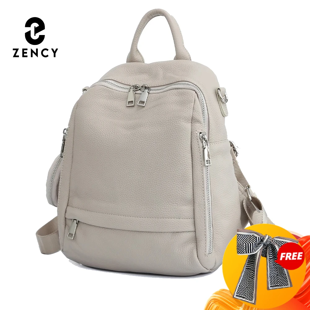 Zency-Sac à dos en cuir véritable pour femme, sac d'école de haute qualité, sac à dos de voyage féminin, cartable shopper initié, CommPiedmont 2025