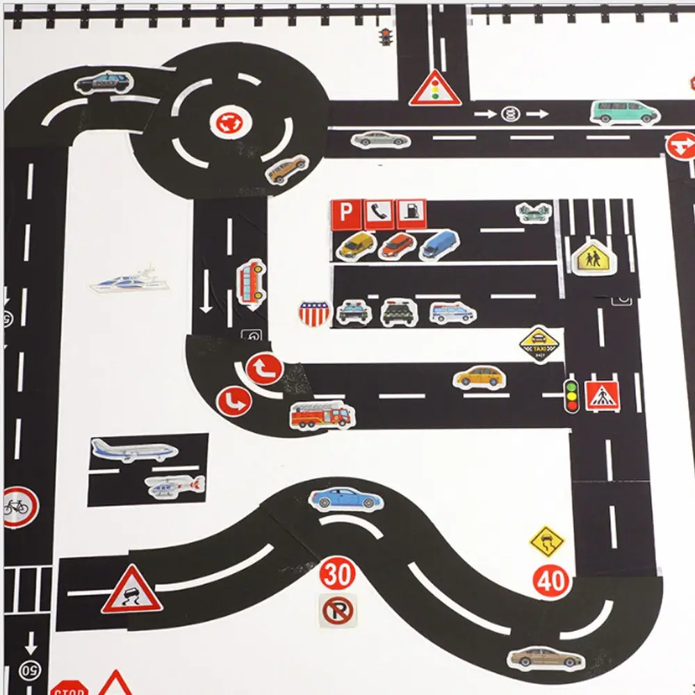 1/5Pcs Creative Kids Learning Intelligence Safety Education Railway Road Tape Study Road Signs Tool Traffic Sticker