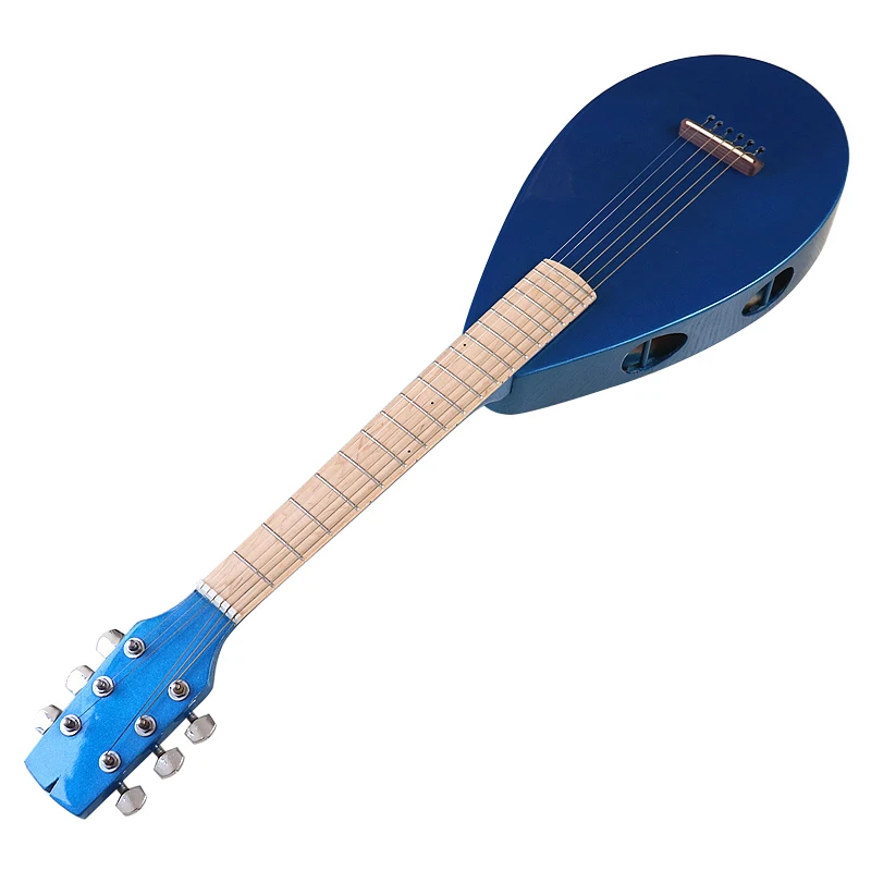 Stock 6 Strings Acoustic Guitar Lute Shape Body 36 Inch Blue Color Folk Guitar High Gloss Good Handicraft Free Shipping