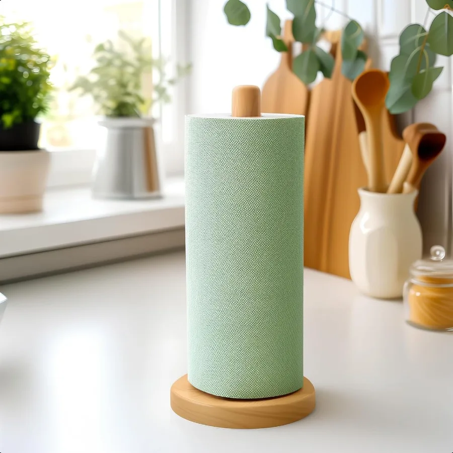 حامل المناشف الورقية الخشبية على سطح الطاولة، حامل موزع المناشف الورقية الصلب القائم بذاته مع قاعدة مضادة