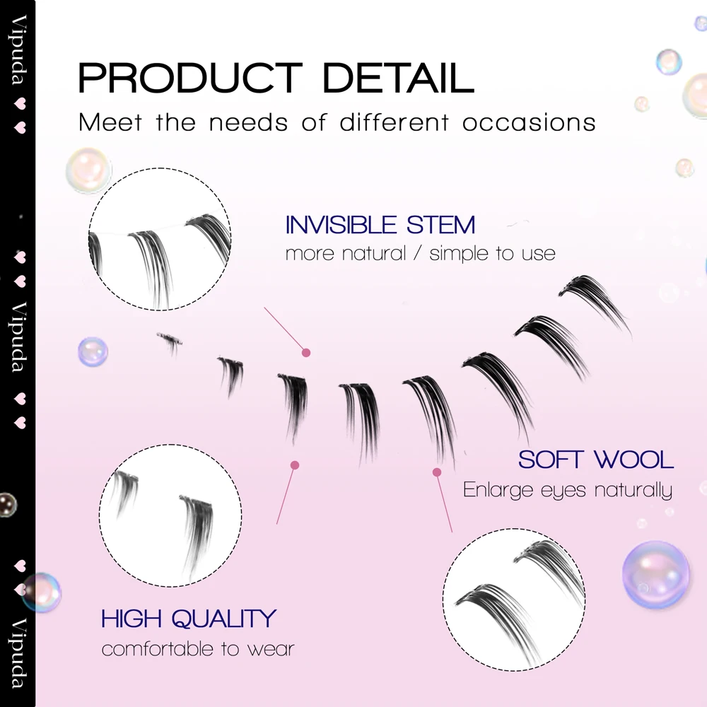 Paquete de pestañas inferiores suaves hechas a mano, banda transparente, Manga, herramientas de maquillaje, 10 pares, 100%