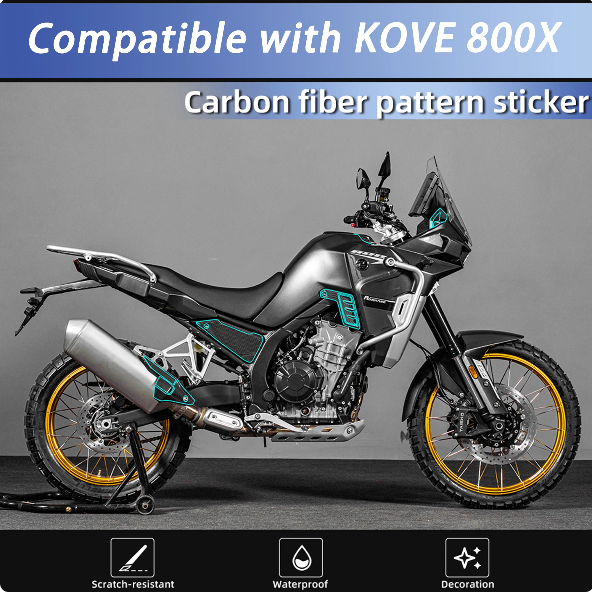 Motorcycle Full Body Carbon Fiber Stickers Compatible with KOVE 800X Anti-scratch Decals Decorative Modification Accessories