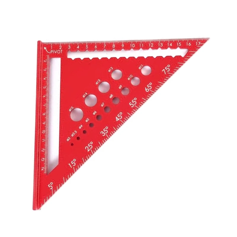 Carpenter Square Woodworking 7 Inch Rafter Square, Aluminum Triangle Tool Adjustable Metal Ruler Woodworking