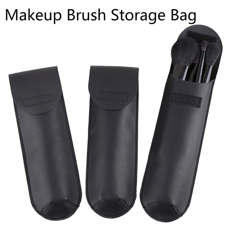 Black PU Portable Eye Brush Storage Bag Cosmetics Case Travel Organizer Make Up Brushes Protector Makeup Tools Pouch Wash