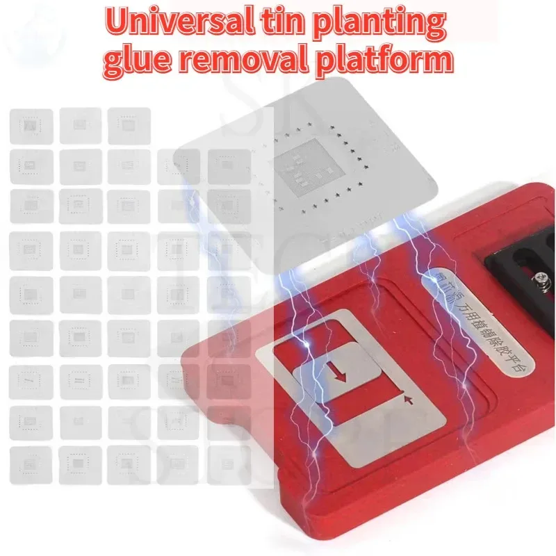 44 In 1 Universal Tin Planting & IC Glue Remove Positioning Plate For Apple Fonts Qualcomm Hisilicon MediaTek BGA Reballing Set