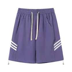 New Men's Oversized Shorts Sweatpants High Quality Trendy High Street Purple Sports Short Pants Men's Clothing Hip Hop Shorts