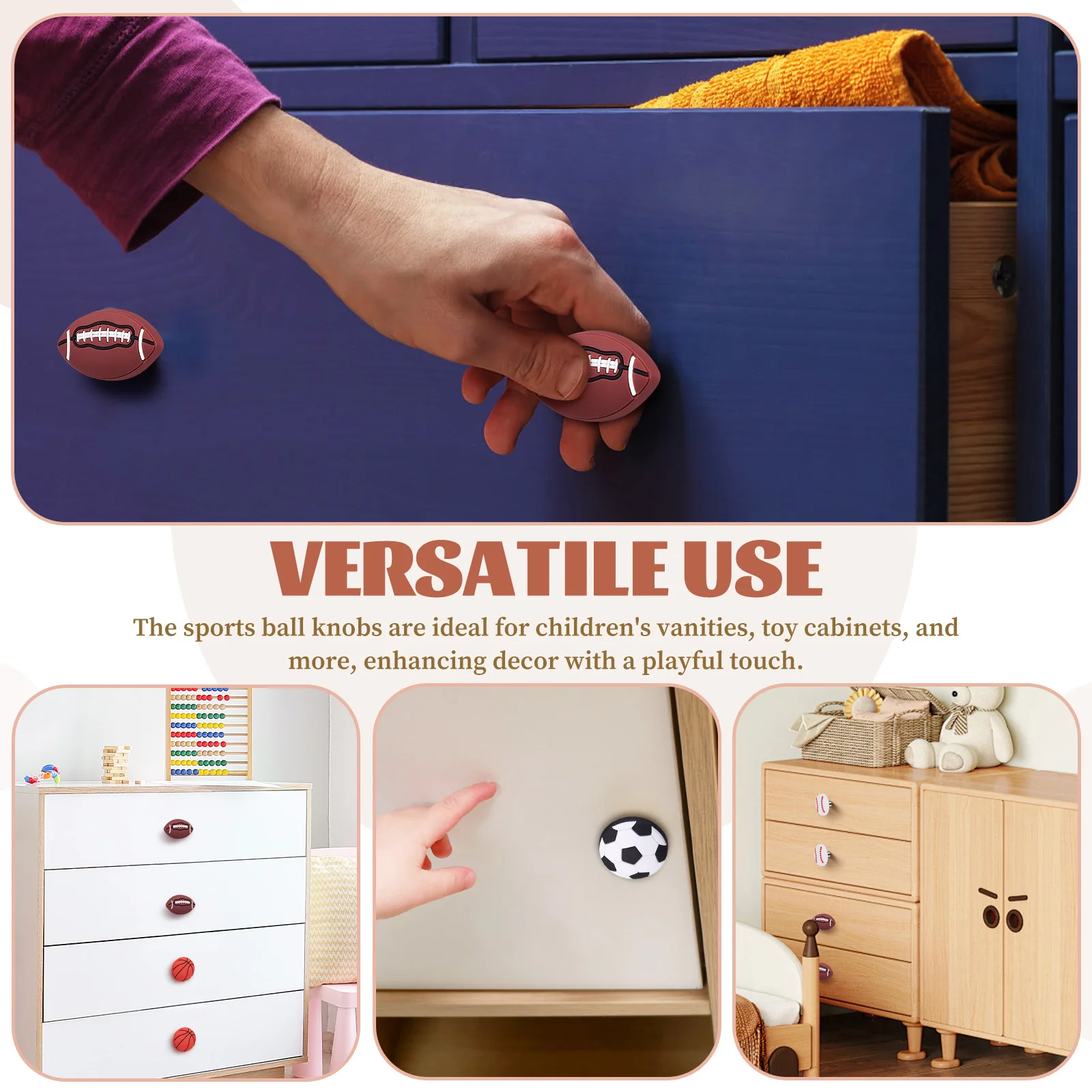 8 قطعة مقابض كرة رياضية لكرة القدم أثاث كرة السلة ديكور سهل التركيب مقابض الأدراج مقبض للخزانة
