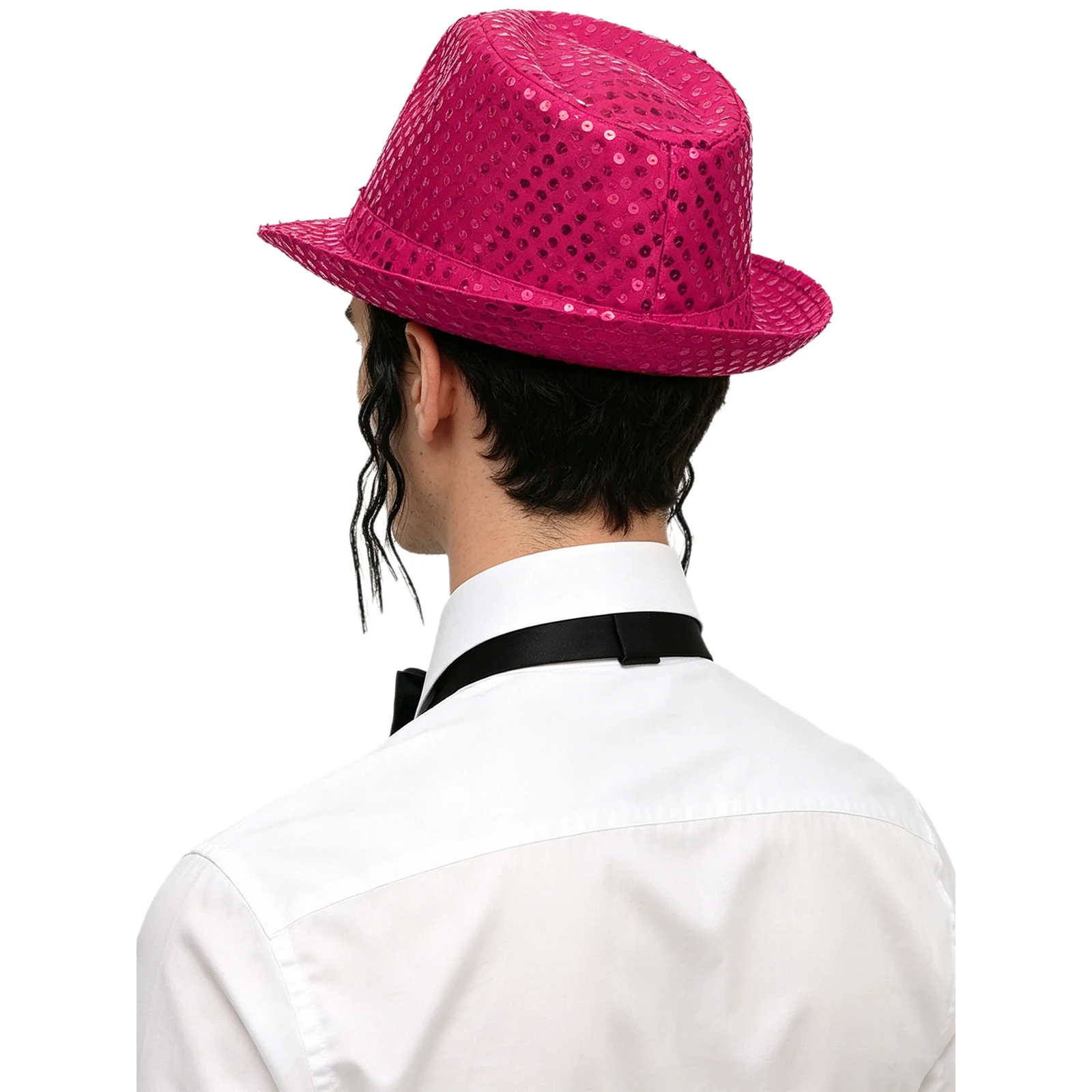 Men Women Sequin Wig Cap Headwear Short-brimmed Hat Costumes Accessory for Dance Stage Performance Cosplay Party Events