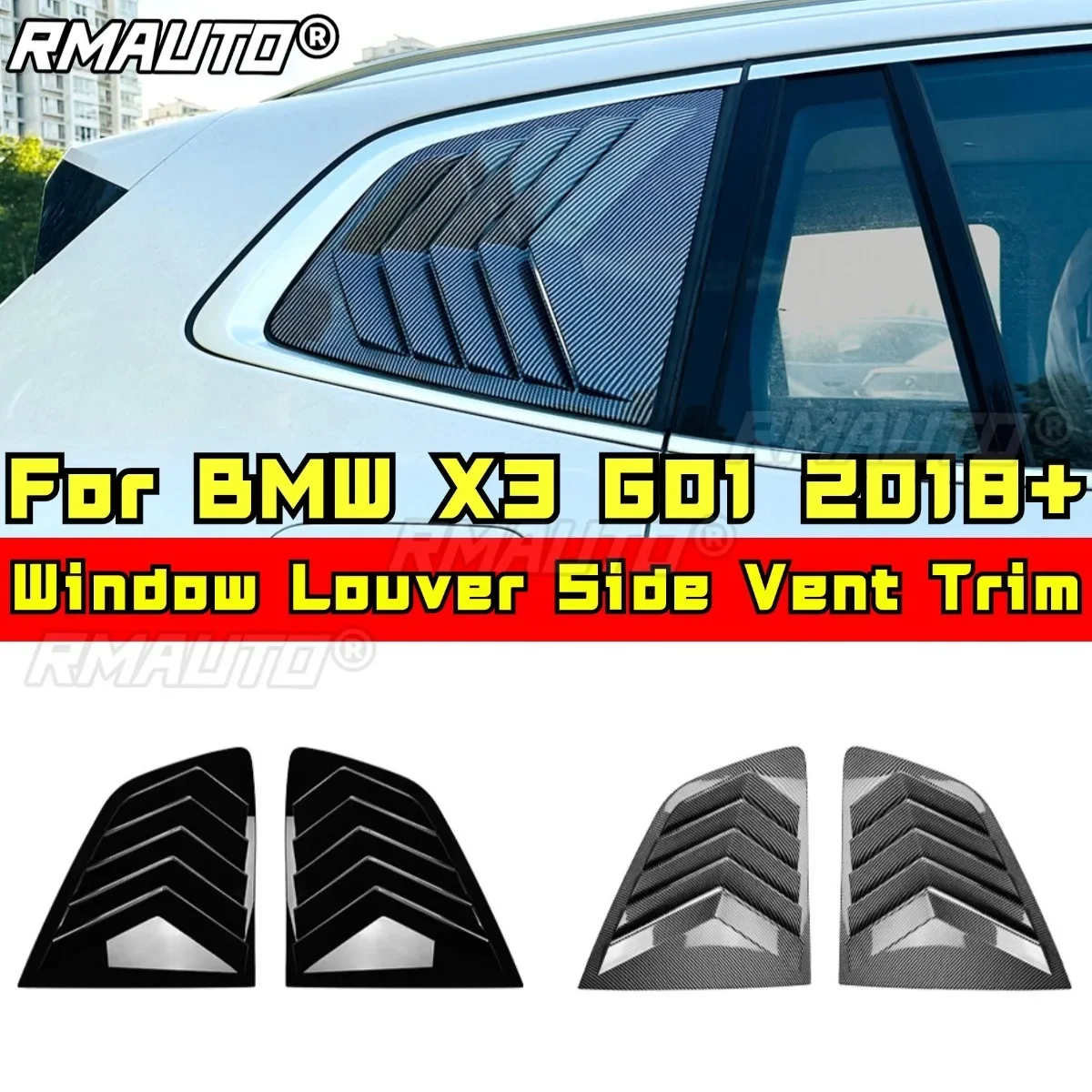 

Rear Window Side Vent Shutter Louver Cover Trim Side Rear Window Louver Shutter Cover for BMW X3 G01 2018+ Modification Part