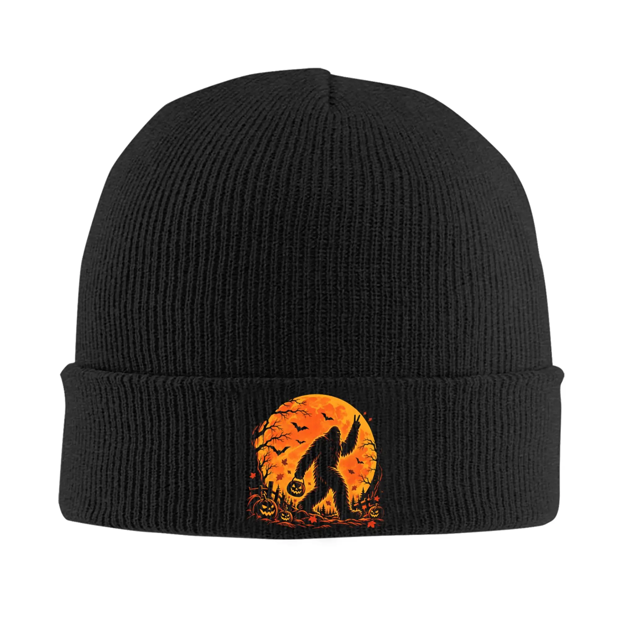 Spooky Halloween Bigfoot Sasquatch Trick Or Treat Beanie Hats  Bonnet Hats Unisex Adult Vintage Gym Knit Hat Winter Elastic Caps