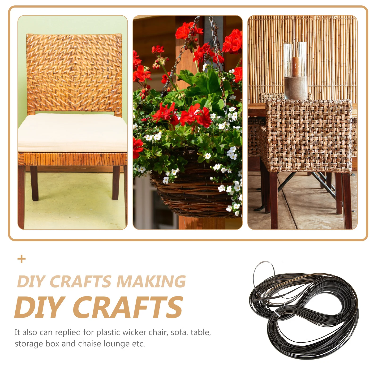 

DIY Wicker Repair Kit Synthetic Rattan Weaving Material Plastic Knit for Furniture Accessories Chair Table PE Flat Width