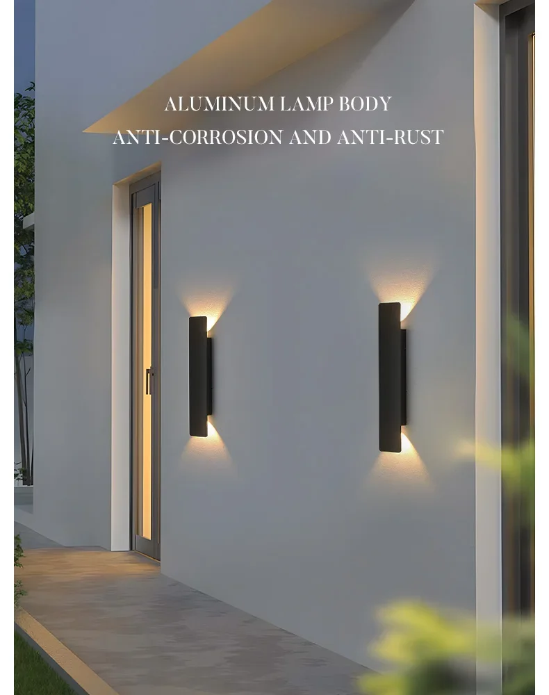Outdoor Waterproof Wall Lamp Modern LED Lamp Black White Aluminum Up Lower Light Wall Lamps Waterproof IP65 110V 220V Fixtures