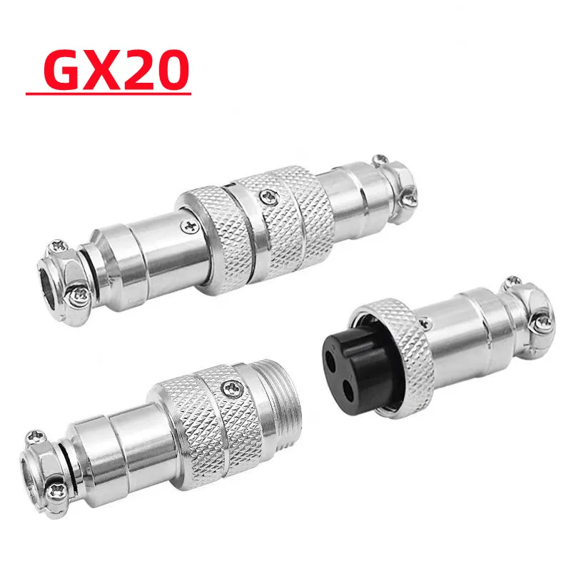1 set of GX20 2/3/4/5/6/7/8/9/10/12/14/15 pin 20mm round wire board aviation connector with cover socket and metal