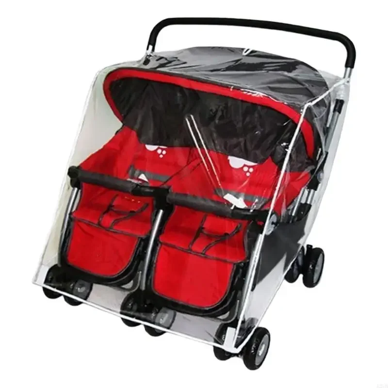 Capa de chuva universal para carrinhos duplos, capa protetora à prova de vento para bebê gêmeo A2UB