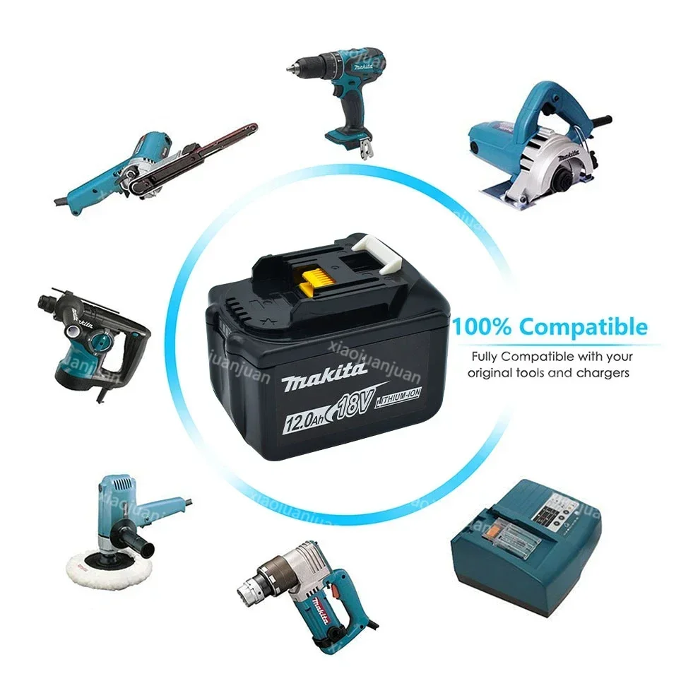 BL1850 สําหรับ Makita 18V 12.0Ah แบตเตอรี่เดิม BL1830 BL1860 BL1850B เครื่องมือแบตเตอรี่ใช้งานร่วมกับ Makita 18 โวลต์ไร้สายเครื่องบด