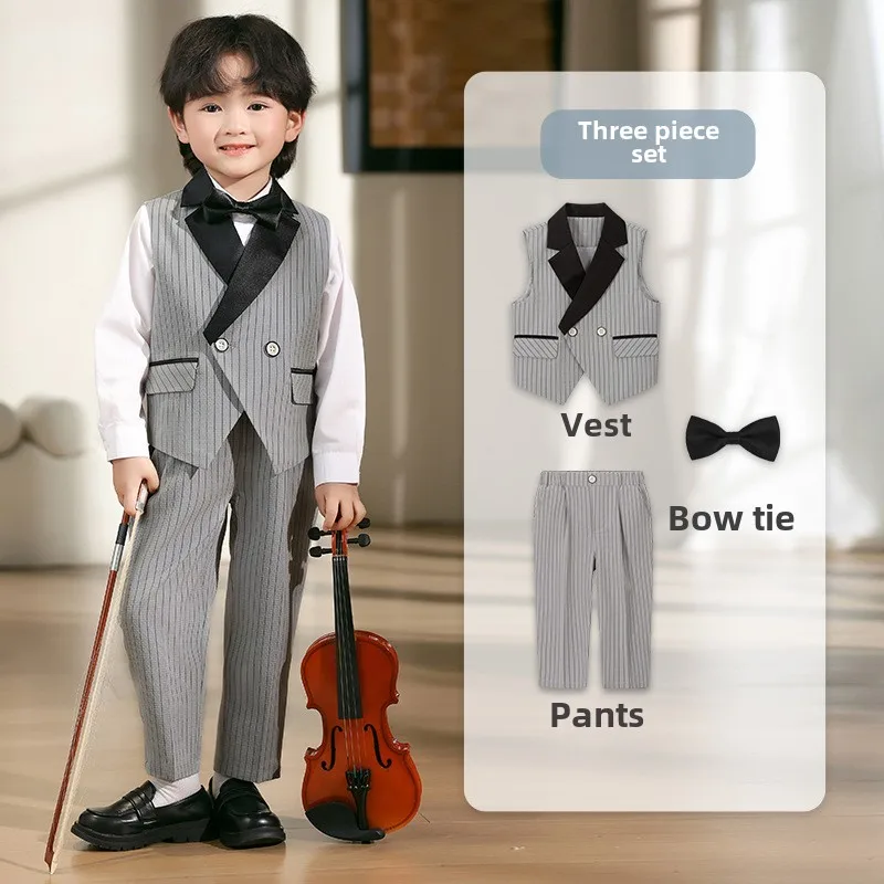 مجموعة سترة الأطفال لربيع وصيف فستان أداء الأطفال البريطاني الجديد على شكل زهرة فستان حفلة عيد الميلاد الأول للطفل الذكور #2